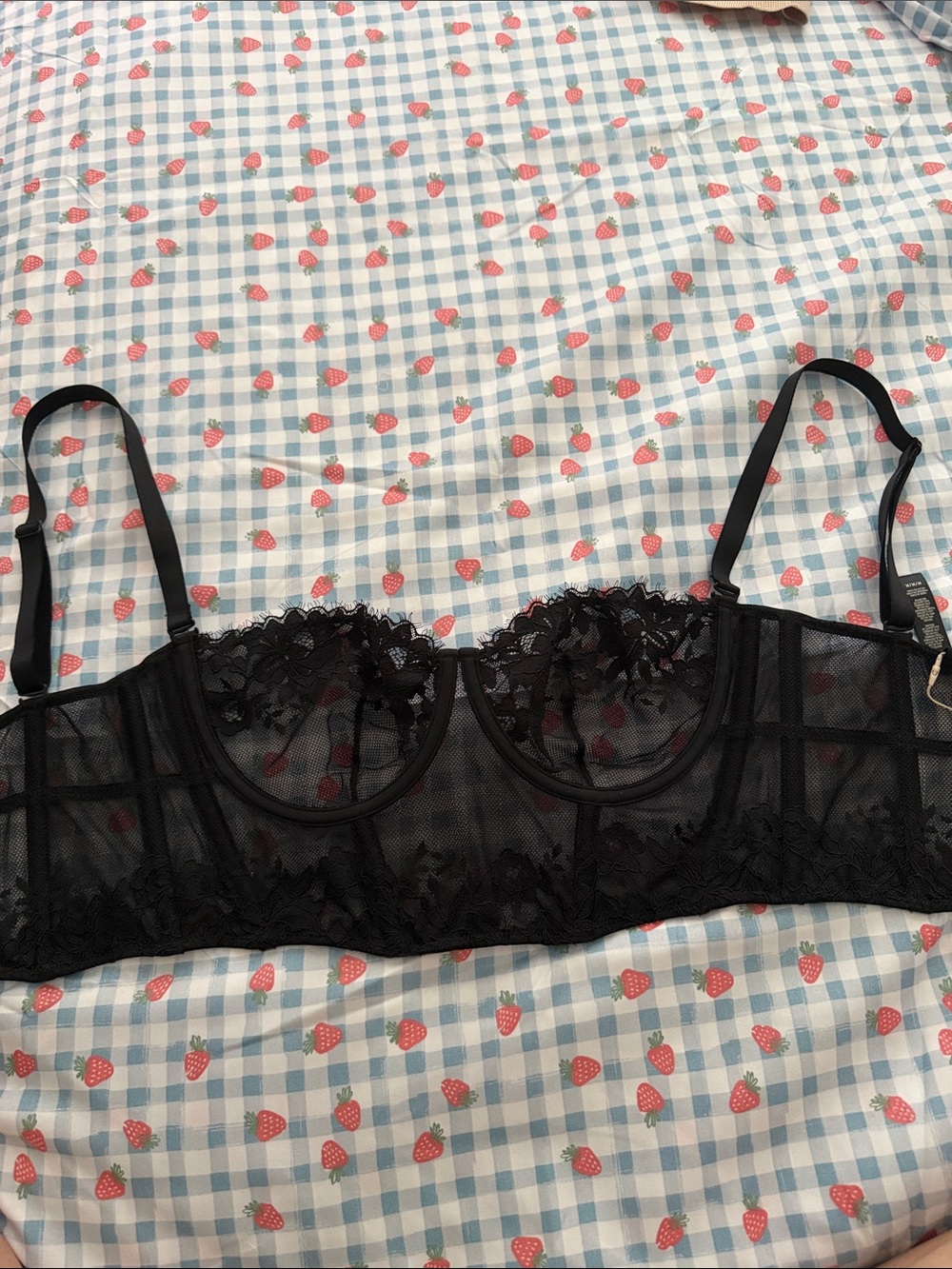 SKIMS Black Sheer Lace Longline Underwire Bra